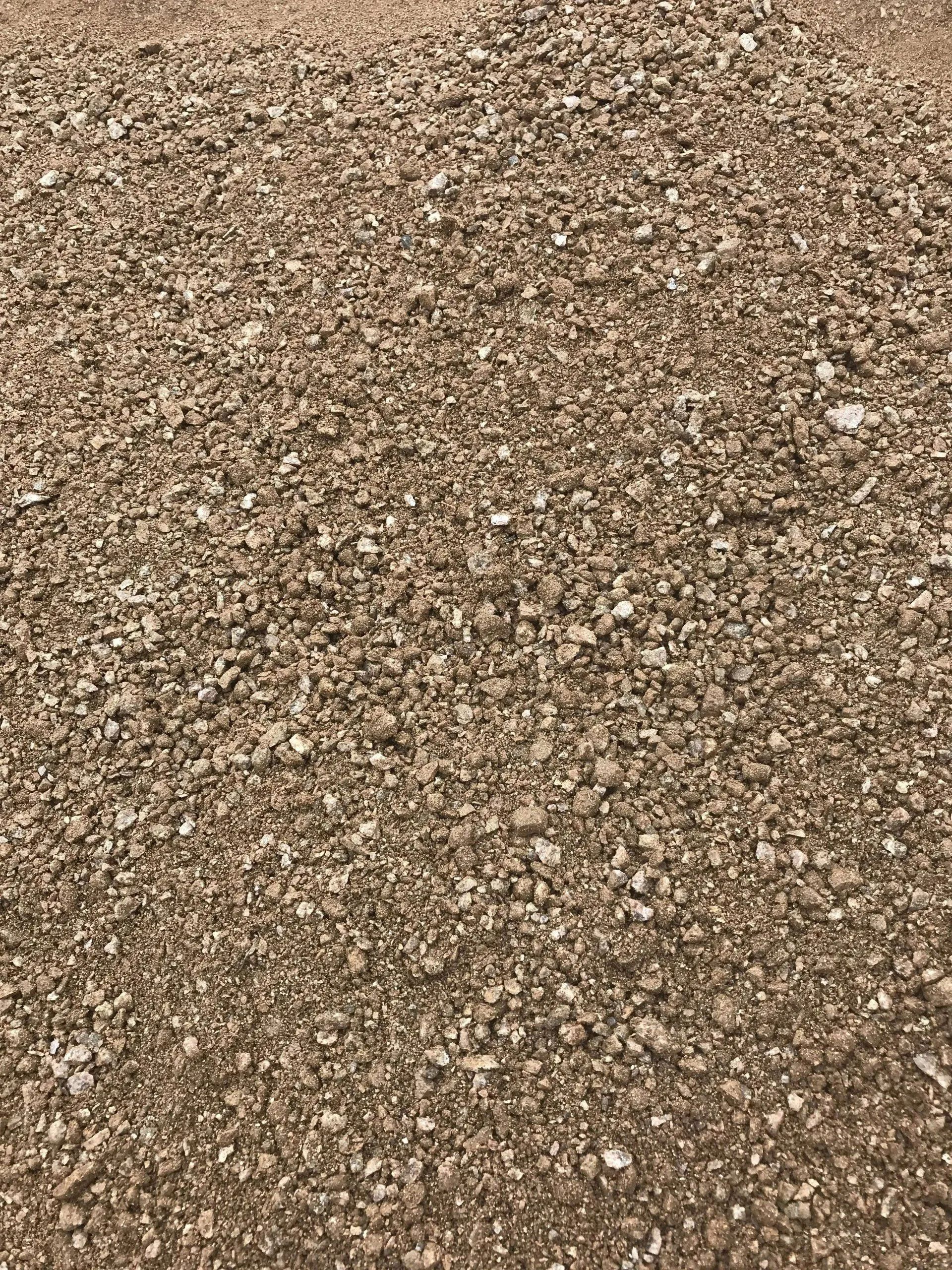 Close-up of tan gravel or small pebbles covering the ground.