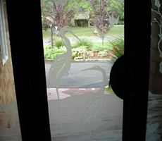 Etched glass door