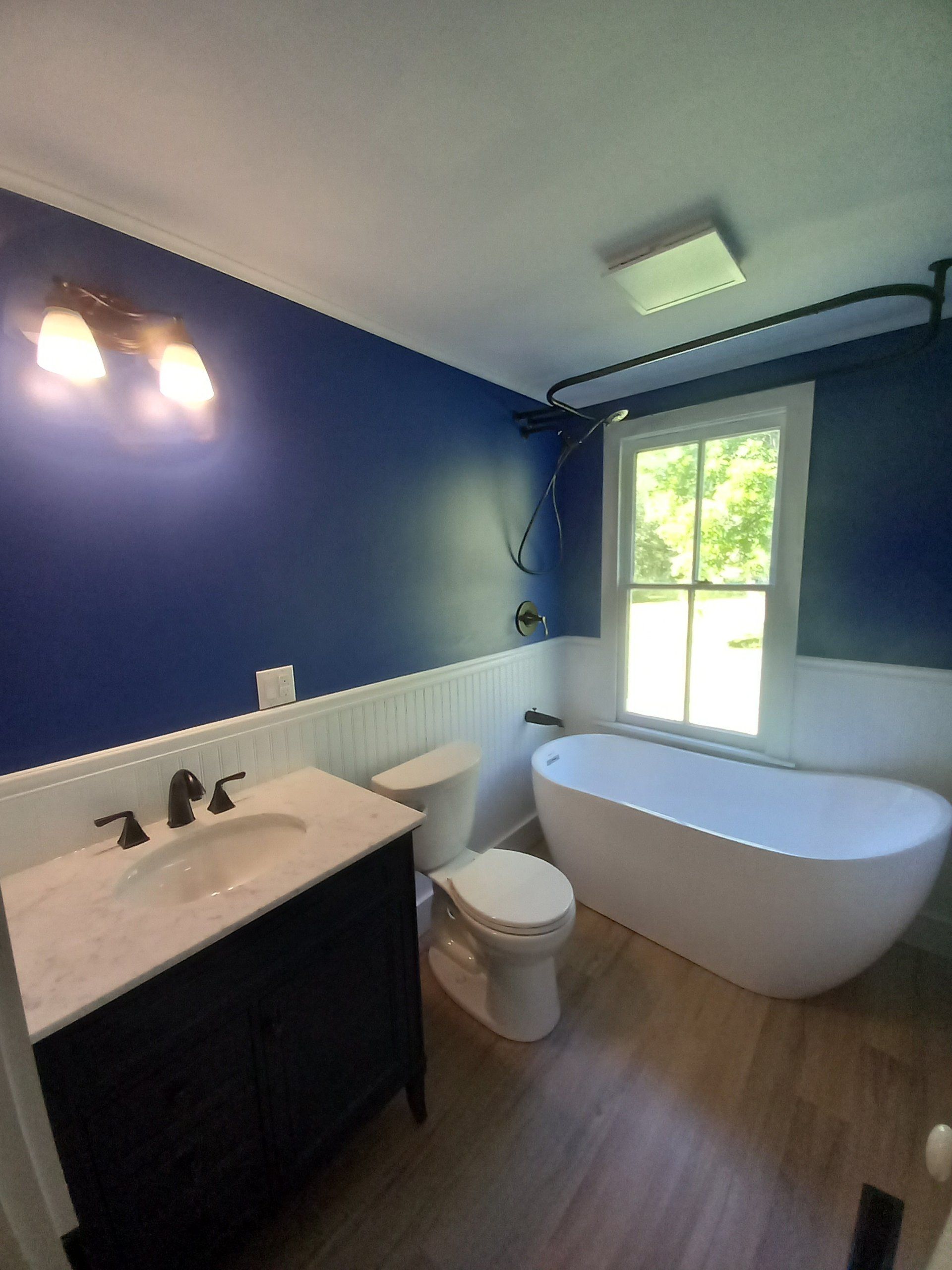Bathroom with blue walls