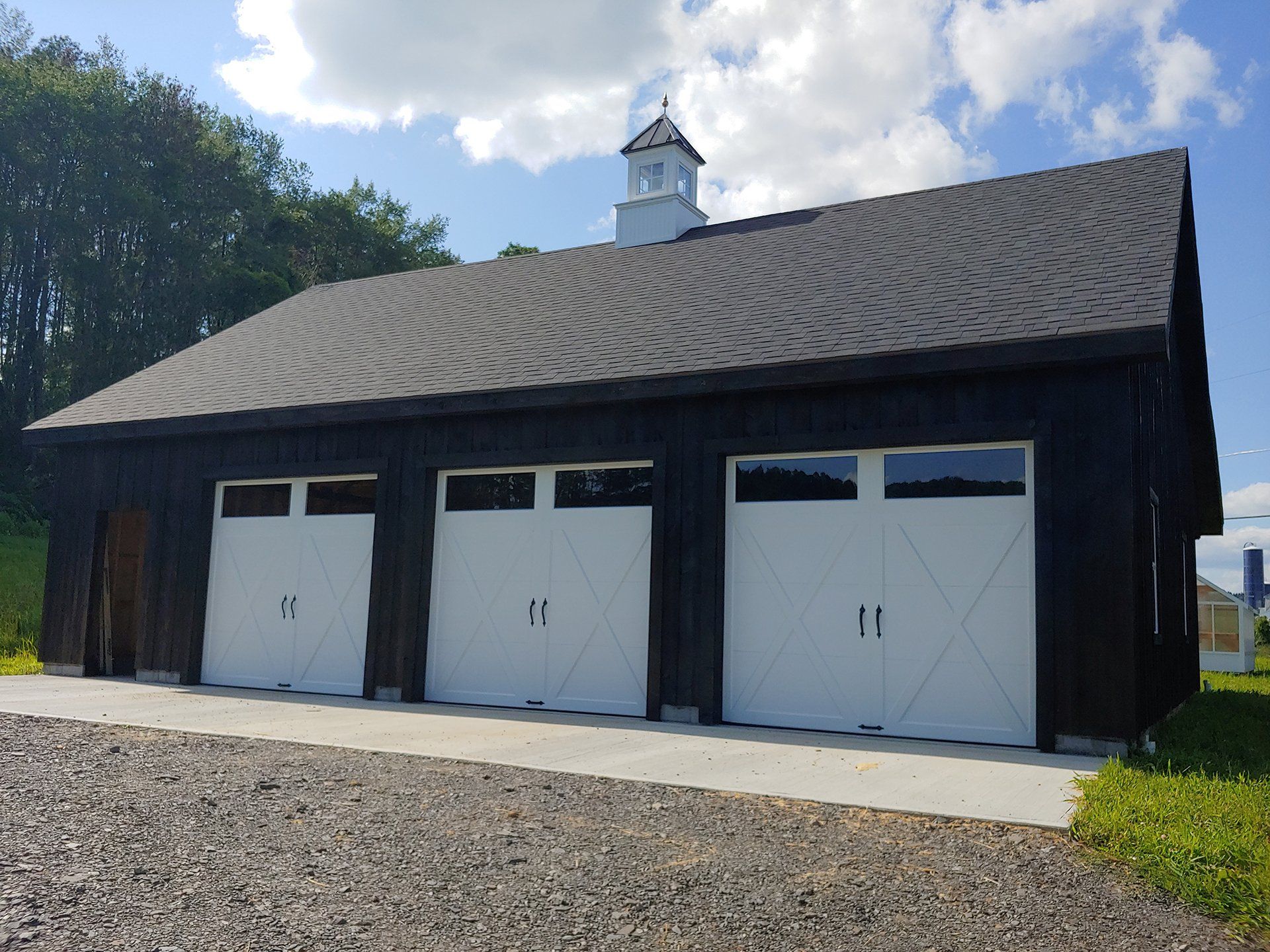 Barn converted into a garage space