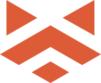 Abstract orange geometric logo on a white background