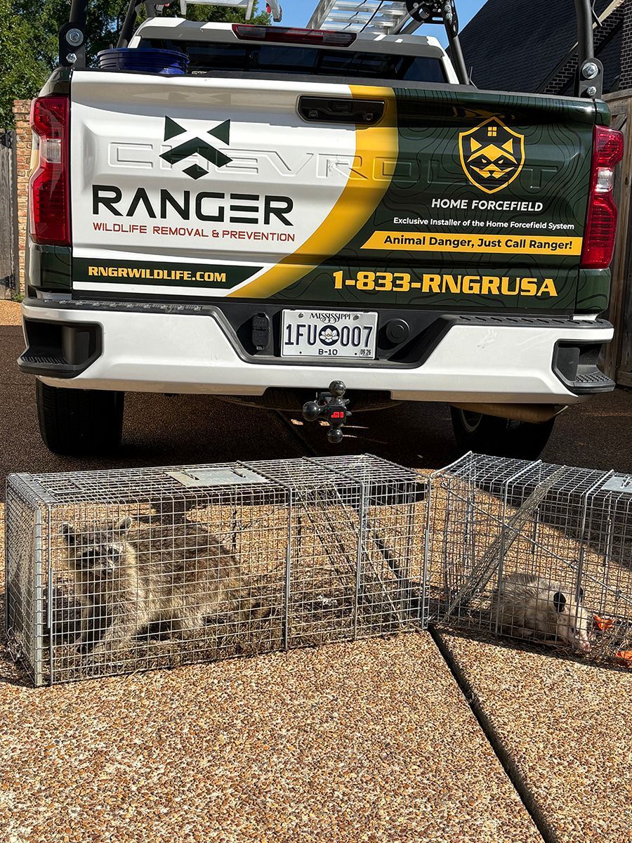 White pickup truck with ranger decals and a tow hitch parked behind a gravel and wire fence.