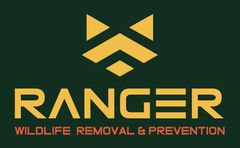 Gold ranger logo with stylized animal face and text "WILDLIFE REMOVAL & PREVENTION" on dark green background