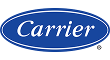 Carrier logo in white on a blue oval background