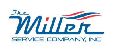 Logo for The Miller Service Company, Inc. with blue text and a red and blue swoosh above the word Miller.