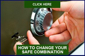 A person is opening a safe with a combination lock.