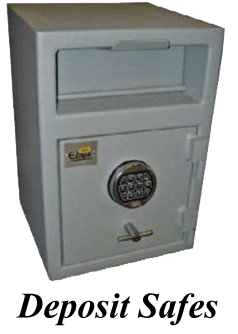 A deposit safe with a digital lock and a drop box