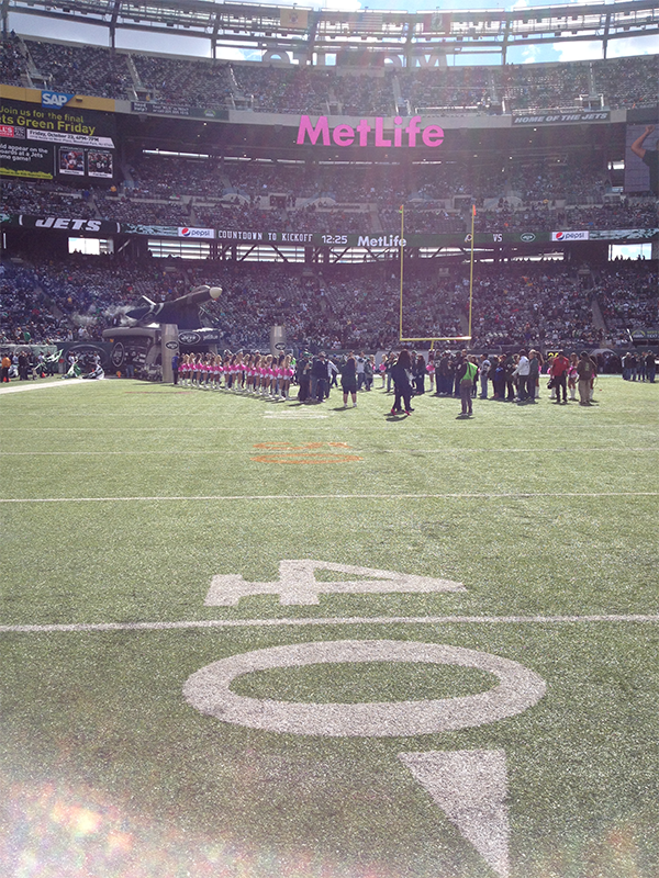 A football field with the number 40 on it