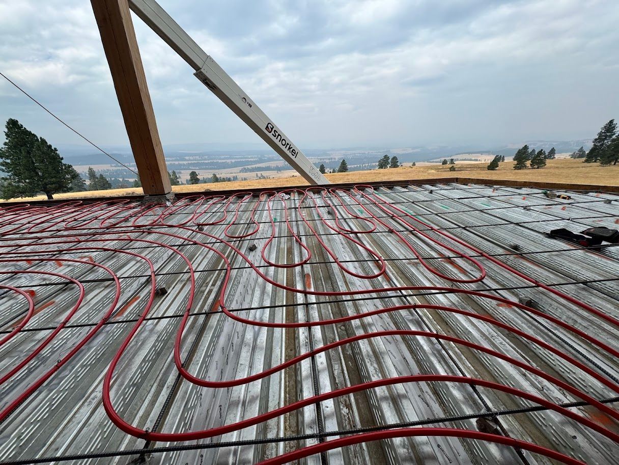 A snowmelt system is being installed on the roof.