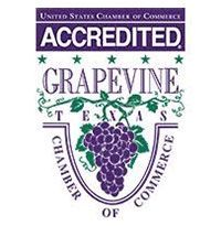 Grapevine, Texas Chamber of Commerce logo: purple grapes, green leaves, and text