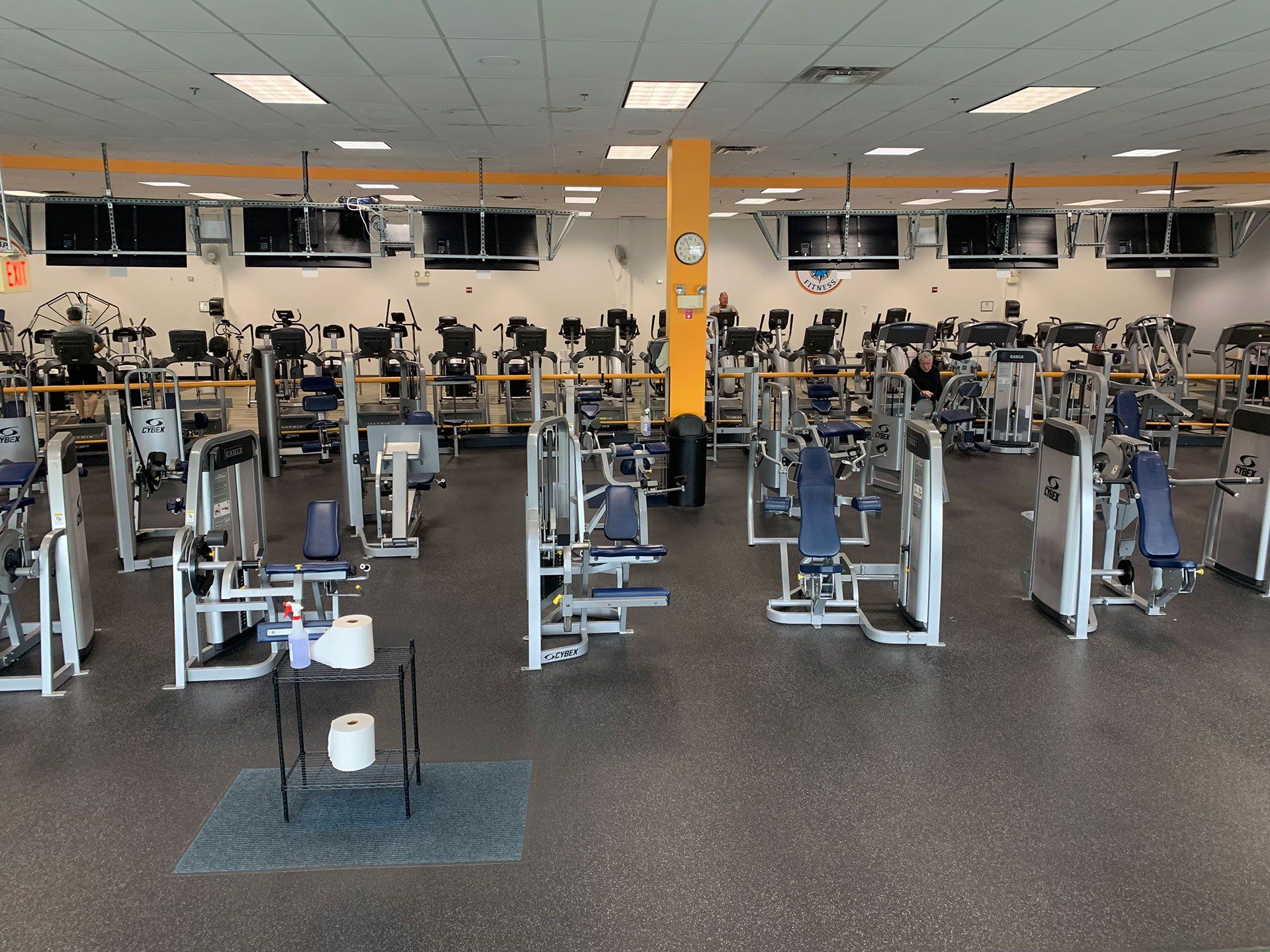 gym equipment with sanitation area