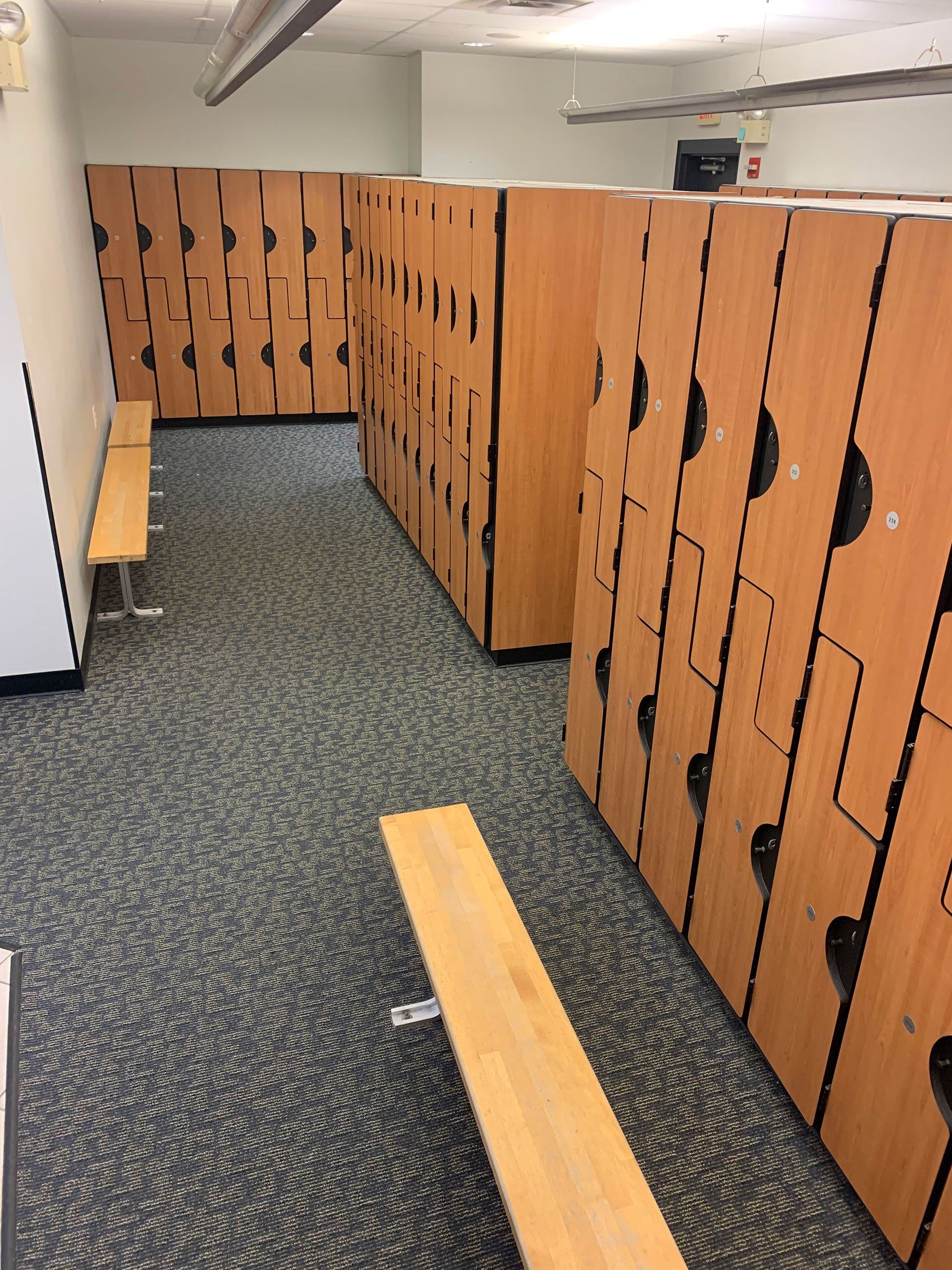 locker room with bench