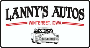 Lanny&rsquo;s Autos logo with a red banner and a black car illustration on a white background