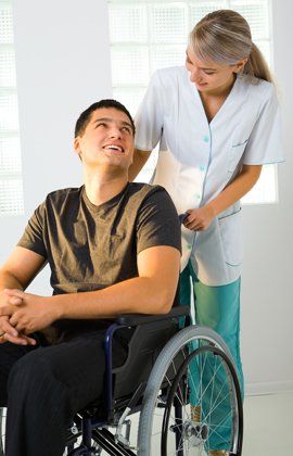 Man being assisted by a nurse
