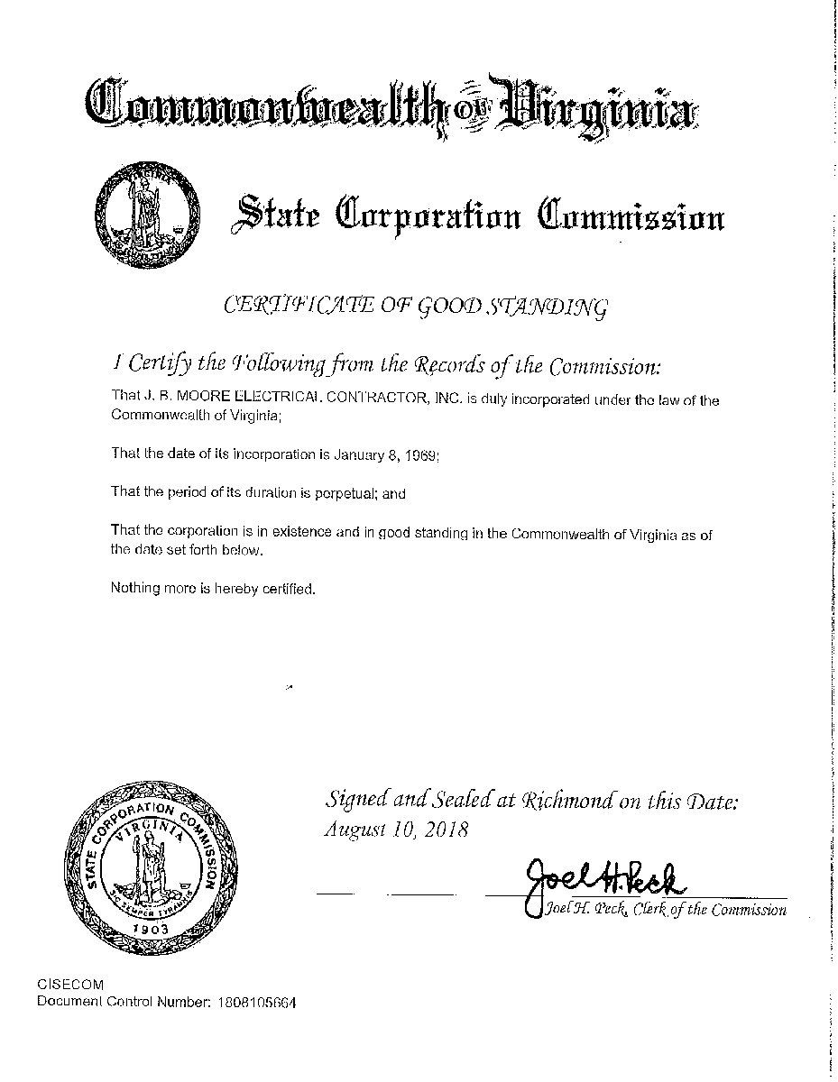 Certificate of Good Standing
