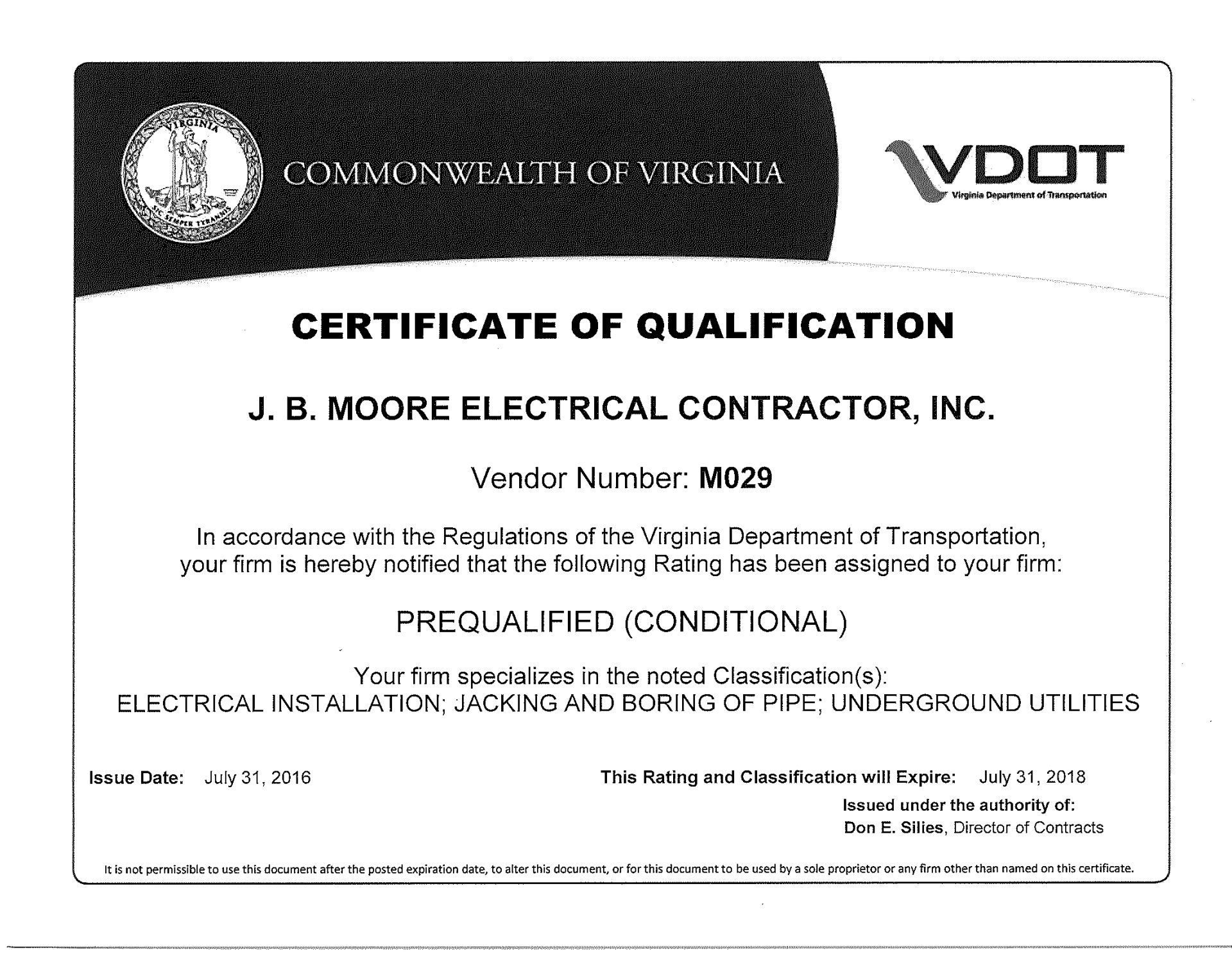 Certificate of Qualification