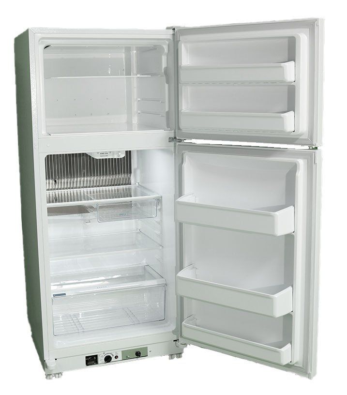 Open white refrigerator