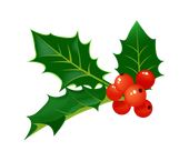 Holly leaves with red berries.