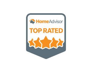 HomeAdvisor Top Rated badge with orange stars and gray border