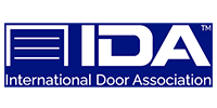 IDA International Door Association logo on a blue background with white text and icon