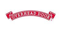Overhead Door red banner logo with white lettering on a white background