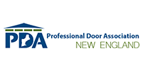 PDA Professional Door Association New England logo in blue and green