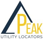 Logo for Peak Utility Locators with a navy triangle, yellow &ldquo;P&rdquo; and &ldquo;eak,&rdquo; and gray text beneath.