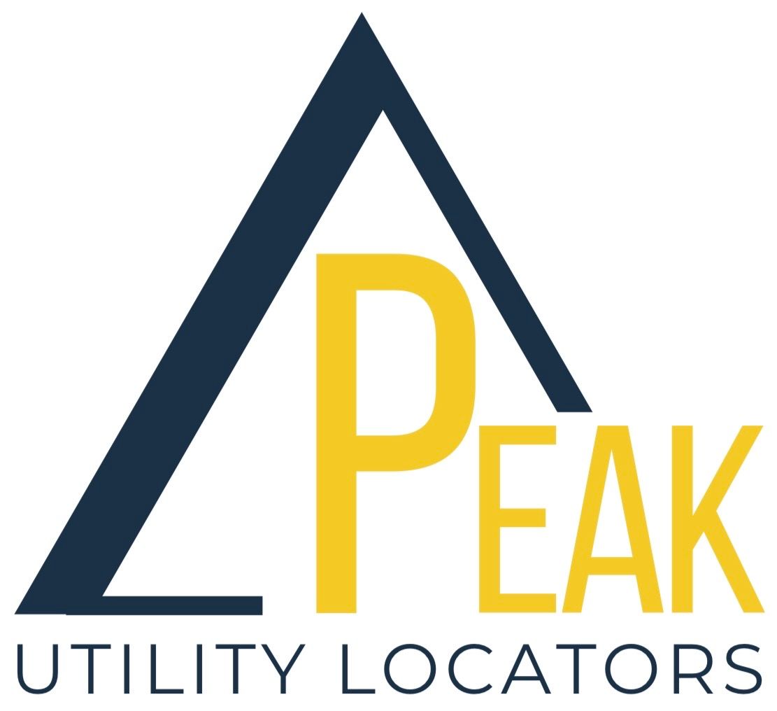 Logo for Peak Utility Locators with a navy triangle, yellow “P” and “eak,” and gray text beneath.