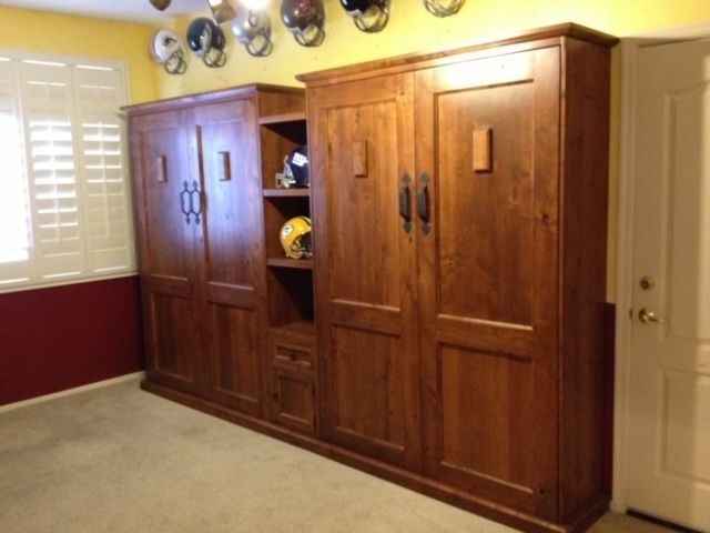 A double Murphy bed in a room