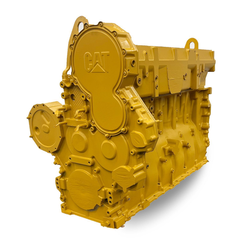 Yellow CAT diesel engine isolated on white background