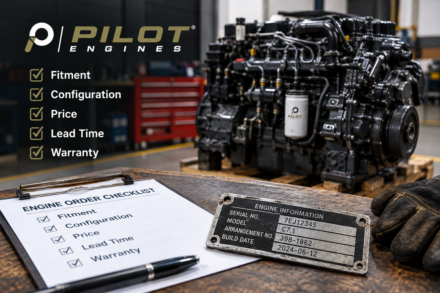 Repair shop checking engine serial number and replacement engine details before ordering