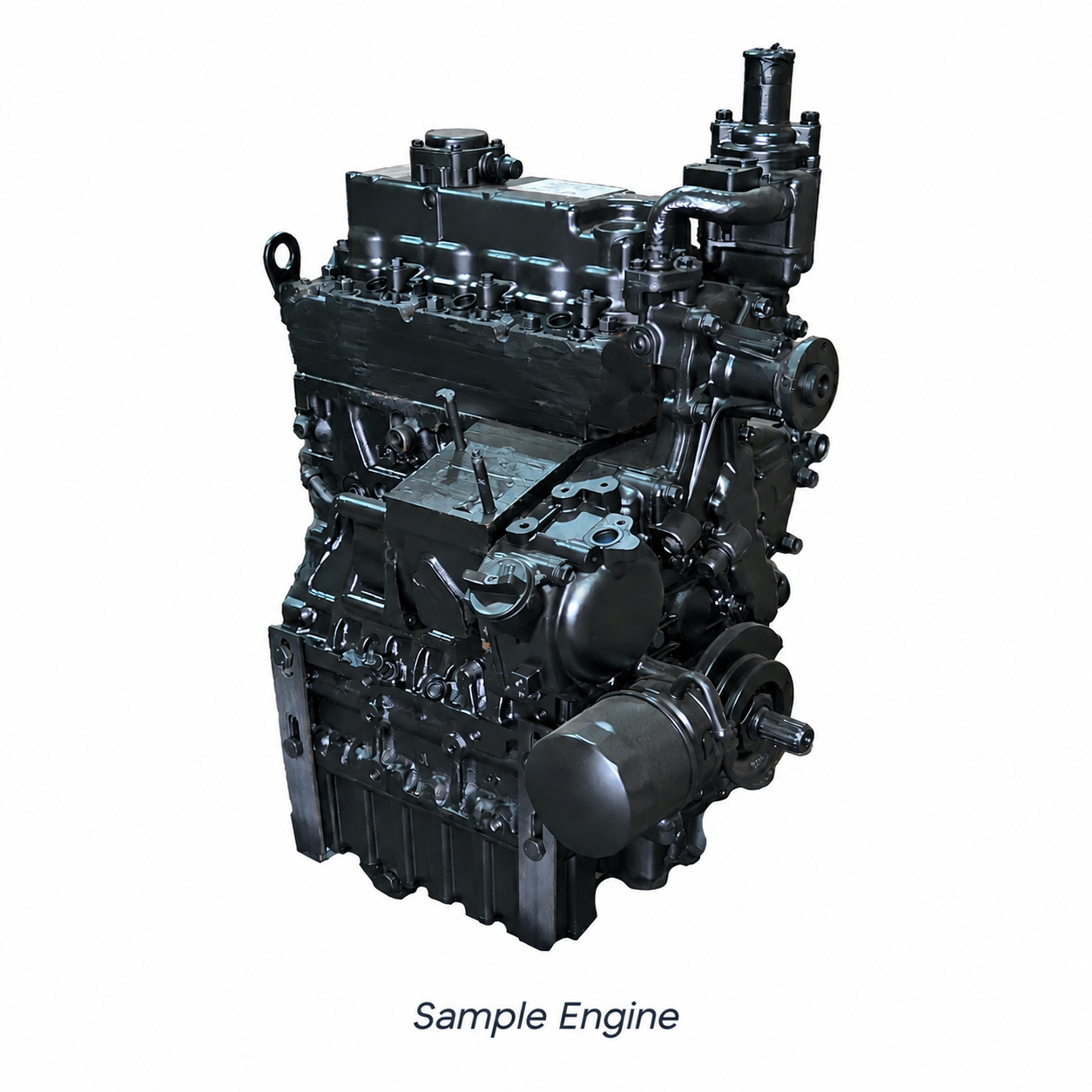 Metal engine cylinder head with multiple valve openings and bolt holes on a light background