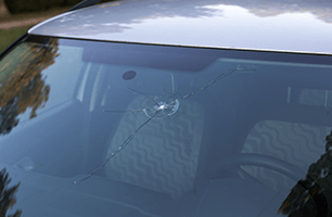 Damage windshield