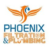 Phoenix Filtration & Plumbing logo with orange phoenix and blue water droplet accents