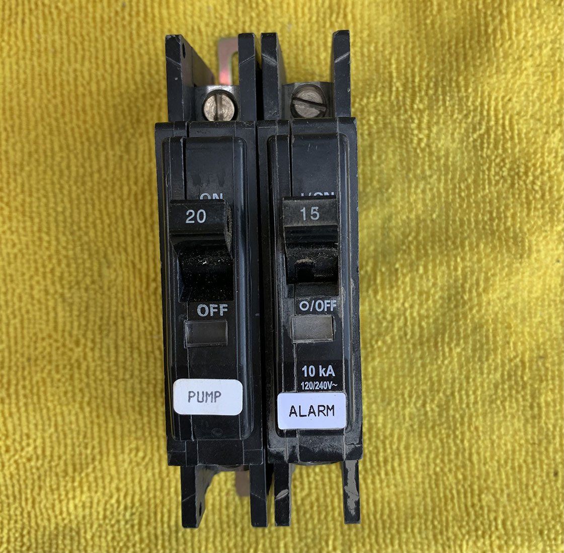 Breakers in a control panel