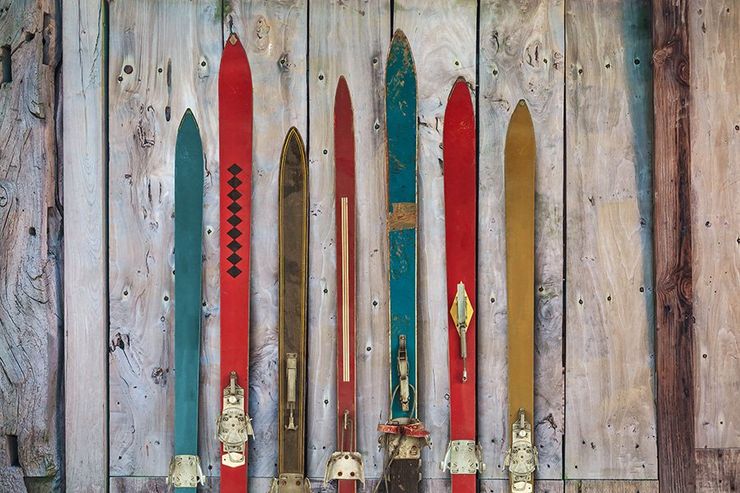 Vintage wooden ski