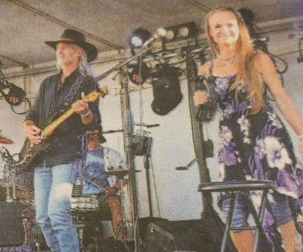 Fish Fry stamp graphic on water background.