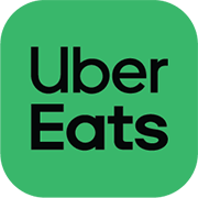 Uber Eats app icon with black text on a green square.