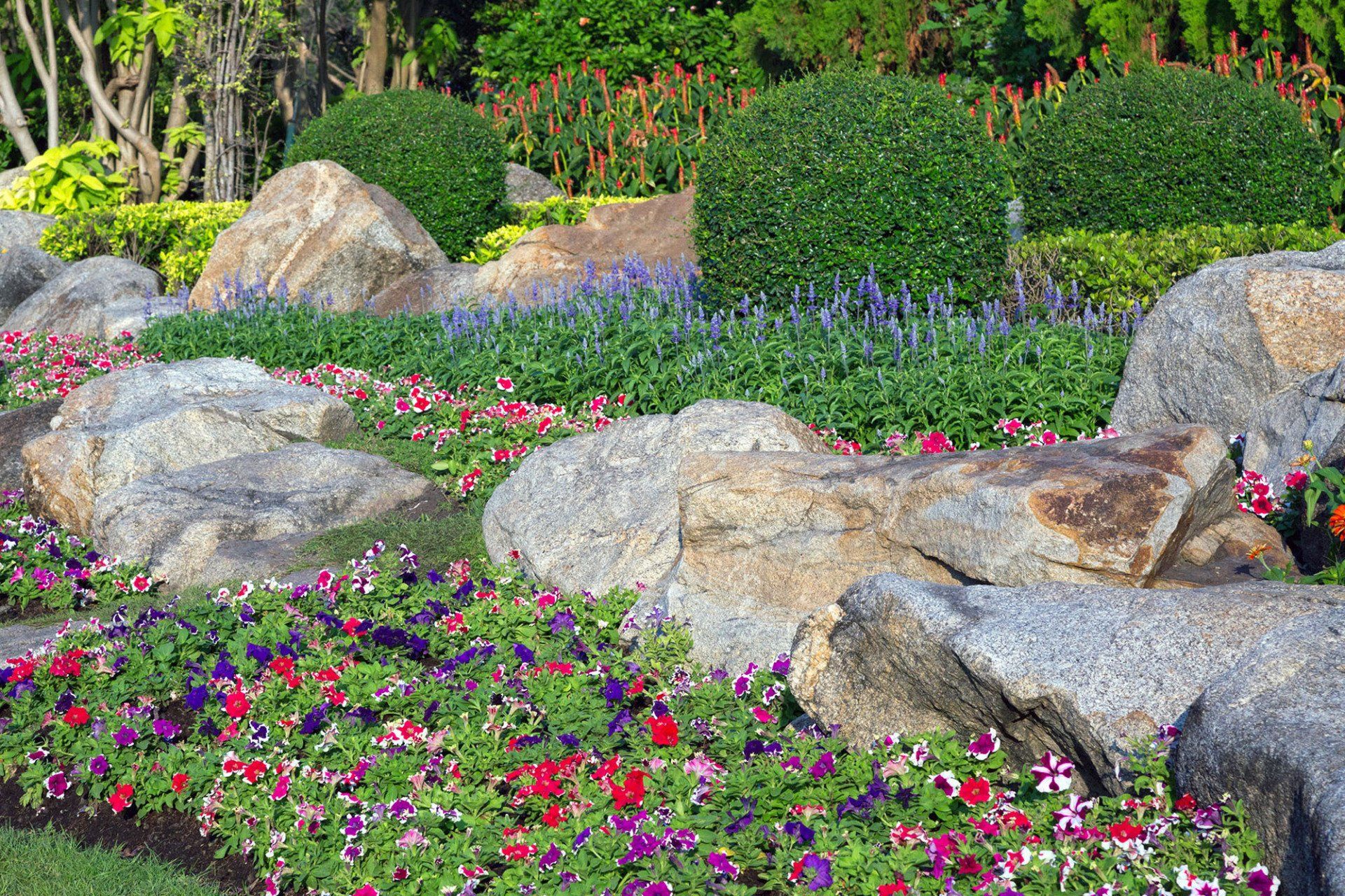 The decorated garden in the park.