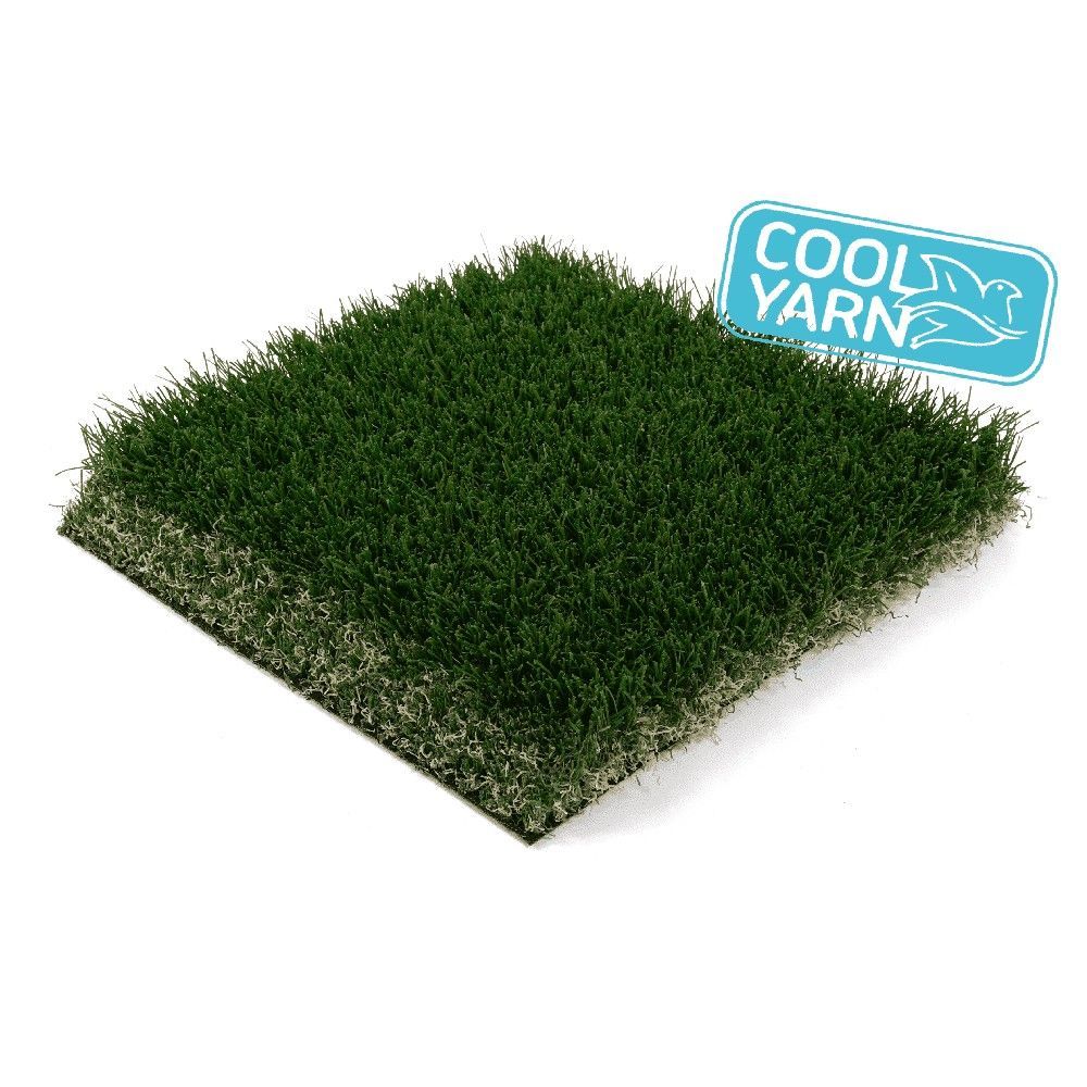 A piece of green grass with a sign that says cool yarn