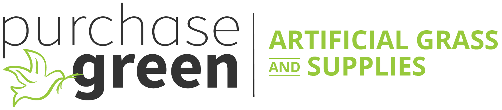 A logo for purchase green artificial grass and supplies