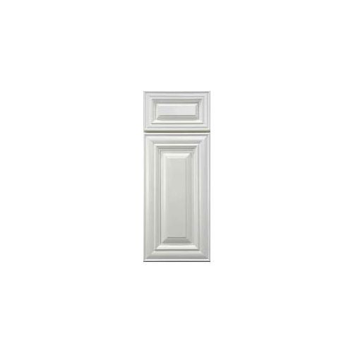 A white cabinet door with two drawers on a white background.