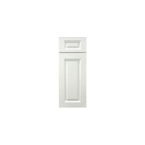 A white cabinet door with a drawer on a white background.
