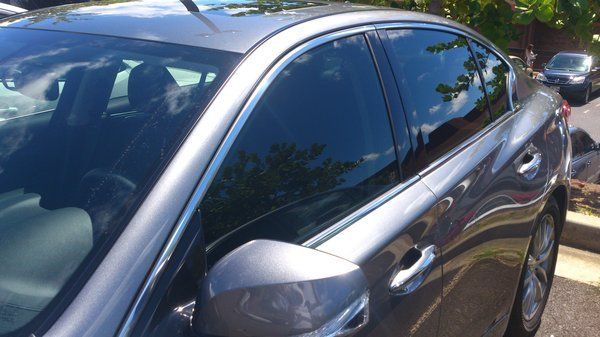 A car with the tinted glass