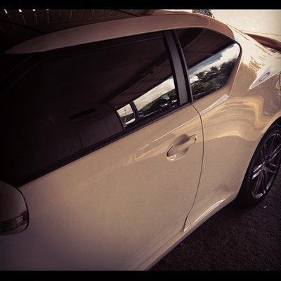 A car with the tinted glass