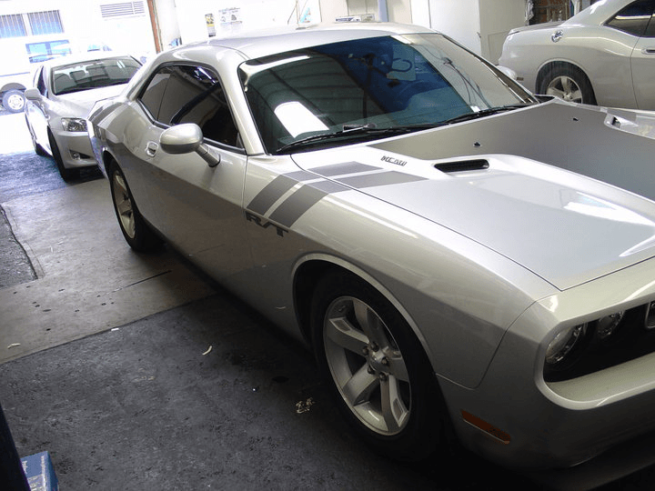 A car with the tinted glass