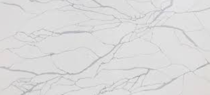 White marble with grey veining.