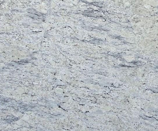 White granite countertop with gray and black veining.