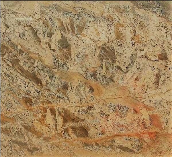 Creamy, textured stone surface with tan, orange, and gray patterns.
