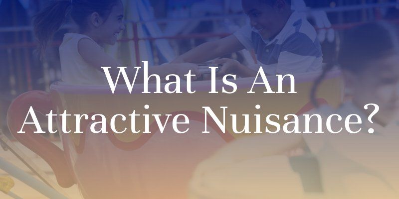 Children playing on a carousel, text What Is An Attractive Nuisance?